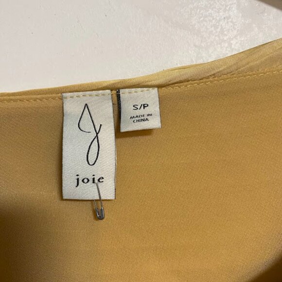 Joie Mustard Silk Women's Ruched Blouse Size S/P - Picture 4 of 10